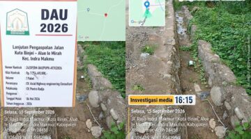 Rp7,25 Miliar Dipertanyakan: Saluran Proyek Jalan Kuta Binjei–Alue Ie Mirah Retak dan Tak Rapi