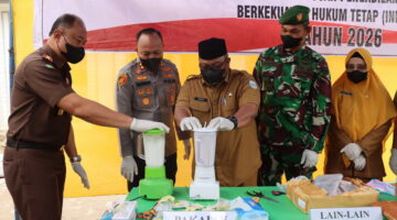 Kapolres Aceh Tenggara Hadiri Pemusnahan Barang Bukti 56 Perkara di Kejaksaan Negeri Aceh Tenggara